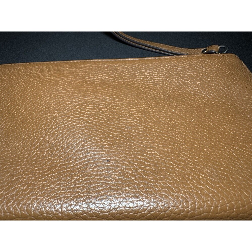 MICHAEL KORS JET SET  Zip Clutch Wristlet Light Brown Tan PEBBLED LEATHER 10" - Picture 9 of 12